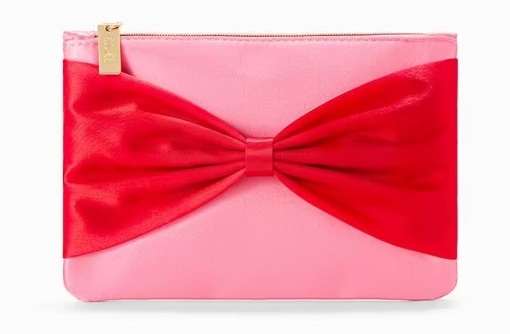Brand New Ipsy Elegant Pink Bow Clutch Cosmetics Makeup Bag